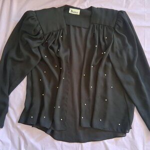 Patra Vintage Open Blouse Topper, L, Black